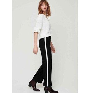 Aritzia Little Moon Clover Pant Black with White Stripe and Purple Accent Size 2